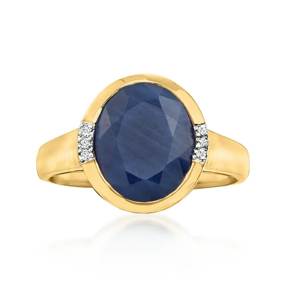 Ross-Simons 4.50 Carat African Sapphire Ring With Diamond Accents in 14kt Yellow Gold, Women's, Adult