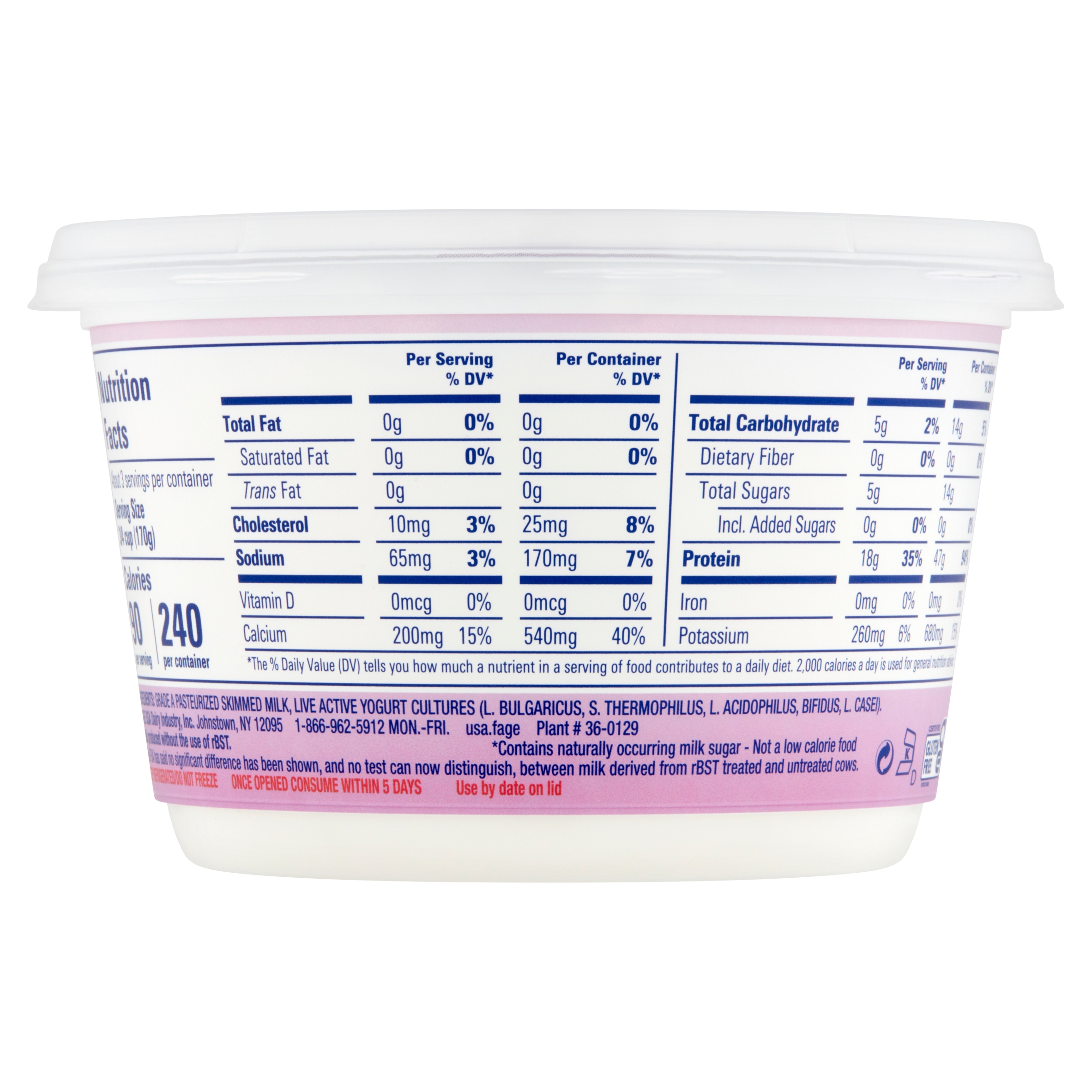 FAGE Total All Natural Nonfat Plain Greek Strained Yogurt, 16 oz - image 4 of 7