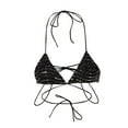 thumbnail image 2 of YYDGH Women's Sparkle Glitter Halter Bikini Bras Top Swimwear Triangle Swim Top Black Yellow Free Size, 2 of 3