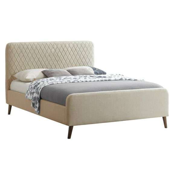 Better Home Products Roza Velvet Upholstered Queen Bed with Headboard Champaign