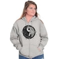 thumbnail image 4 of Floral Yin Yang Symbolic Spiritual Womens Plus Size Graphic Zipper Hoodie Brisco Brands 3X, 4 of 5