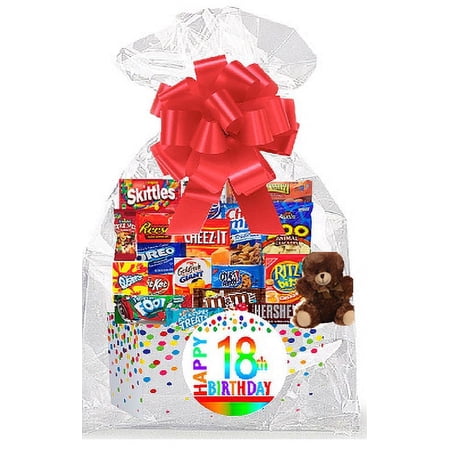 CakeSupplyShop Item#018BSG Happy 18th Birthday Rainbow Thinking Of You Cookies Candy & More Care Package Snack Gift Box Bundle Set – Ships FAST!