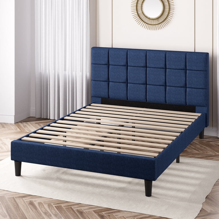 Zinus Lottie Tufted Upholstered Platform Bed, Navy, King - Walmart.com