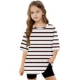 thumbnail image 5 of vdgthytj Girls Oversized T Shirts Kids Summer Trendy Striped Short Sleeve Tops Casual Crewneck Tees 5-15 Years, 5 of 8