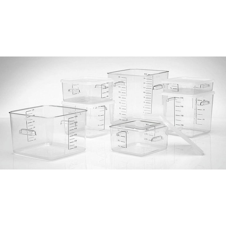 Rubbermaid Commercial Products Plastic Space Saving Square Food Storage Container for Kitchen/Sous Vide/Food Prep, 6 Quart, Clear (Fg630600Clr)