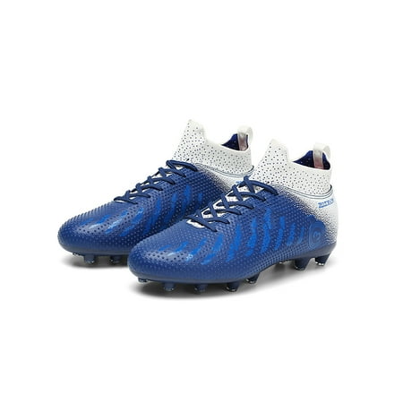 

Frontwalk Kids Turf Shoes Firm Ground Football Boots Lace Up Soccer Cleats Athletic Non Slip Sneakers Adult Youth Training Dark Blue FG Cleats 2little kids