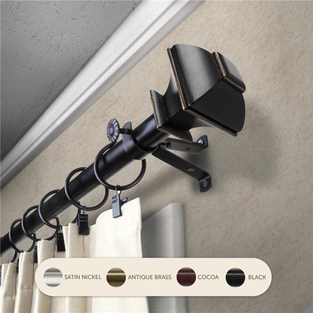 Central Design 4882-482 Tringle à Rideau Vicky 0.8125 Po avec Extension de 48 à 84 Po, Noir