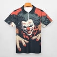 thumbnail image 3 of Psychedelic Clown Joker Men Zipper T-shirt Summer Casual Short Sleeve T-shirt Top, 3 of 7