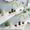 thumbnail image 4 of Bathroom Faucet 3 Hole, Brushed Gold and Black Bathroom Sink Faucet with Pop Up Drain, 8 inch Widespread Bathroom Faucet with 360° Swivel Spout, 2 Handle Vanity Faucet with Water Supply Hoses, 4 of 12