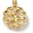 thumbnail image 3 of 1Pcs Flower Pendants with Star Rack Plating Brass Micro Pave Cubic Zirconia Pendants Real 18K Gold Plated DIY, 3 of 4