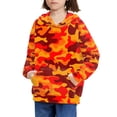 thumbnail image 3 of Xoenoiee Camo Orange Pattern Pullover Sweater Hooded Sweatshirt with Front Kangaroo Pocket for Kids Fall Winter Clothing Long Sleeve Hoodies Activewear for Workout Travel, XL, 3 of 7