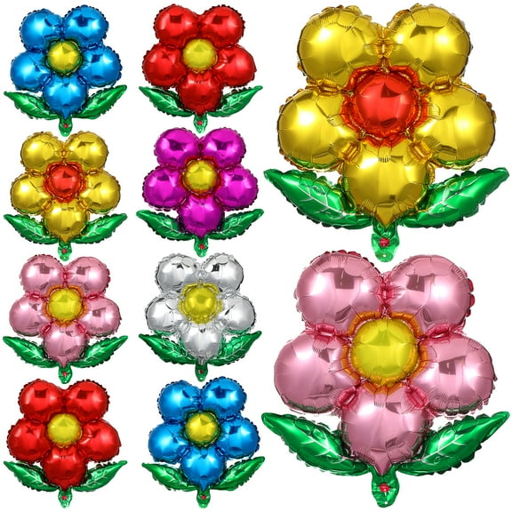 10pcs 18inch Festival Aluminum Foil Balloon Flower Balloon For Wedding Party Holiday (Mixed Colour)