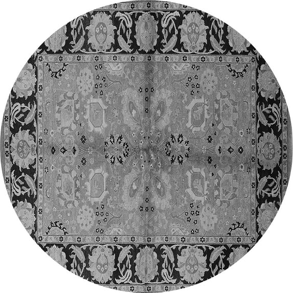 Ahgly Company Indoor Round Oriental Gray Industrial Area Rugs, 7' Round