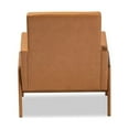 thumbnail image 4 of Perris Mid-Century Modern Tan Faux Leather Upholstered and Walnut Brown Finished Wood Lounge Chair, 4 of 5