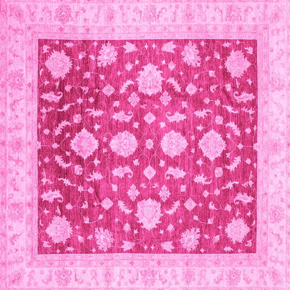 Ahgly Company Indoor Square Oriental Pink Traditional Area Rugs, 4' Square