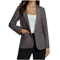 thumbnail image 3 of Bxsruta Jacket for Women, Women's Tailored Button Front Blazer Jacket, Long Sleeve Office Wear Suit Coat with Dual Pockets, 3 of 7