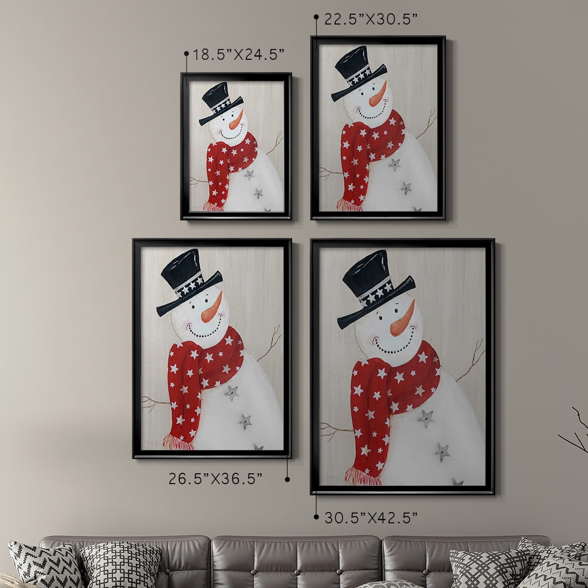 Festive Snowman I Premium Classic Framed Print - Ready to Hang