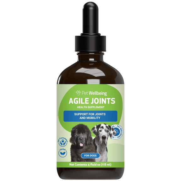Pet Wellbeing Natural Dog Arthritis Hip and Joint Support -  Agile Joints 4oz (118ml)