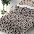 thumbnail image 3 of Ambesonne Abstract Fitted & Flat Sheet with Shams 4 Pcs Set, Branches Art Psychedelic, Full, Dark Brown Off White, 3 of 5