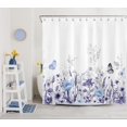 thumbnail image 3 of Spring Floral Shower Curtain with Hooks,Blue and Gray Flower Plant and Butterfly on White Shower Curtain Set Country Watercolor Wildflower Bathroom Curtains Shower Set,84L X 72W inches, 3 of 6