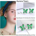 thumbnail image 3 of Juwaliy May Birthstone Earrings Emerald Green Butterfly Earring Stud 925 Sterling Silver Fine Jewelry Women Wife Valentines Mother's Day Gifts for Mom, 3 of 9