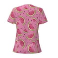thumbnail image 3 of Uemuo Watermelon Drawing Women's Deep V-Neck Low Cut Tops - Casual Loose Fit with Stainless Steel Loop, Soft, Breathable, Perfect for Office, Travel, and Daily Wear-XX-Large, 3 of 5