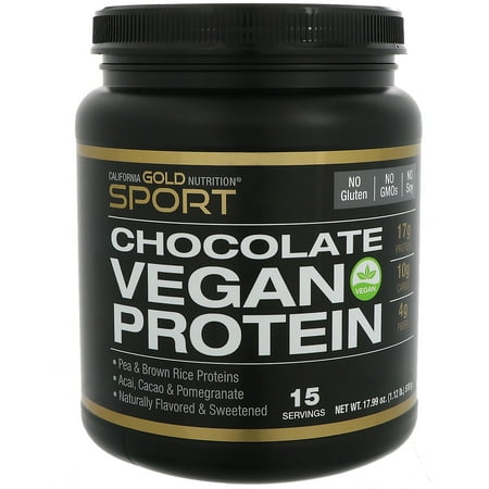 - California Gold Nutrition Vegan Protein with Pomegranate Acai a Hint of Chocolate No Soy 17 99 oz 510 g