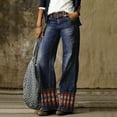 thumbnail image 1 of SMihono Pantalons en Lin pour Femmes Mode Grande Taille Décontractée Jeans Imprimés Mode Décontractée Pantalons Longs Jambes Larges pour Femmes, jusqu'à 65 % de Réduction!, 1 of 4