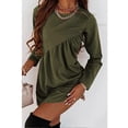 thumbnail image 2 of Vestido túnica de manga larga para mujer, cuello redondo, volantes, color liso, estilo casual, corte regular, minivestido, 2 of 5