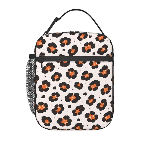 Leopard Print Lunch Bag Reusable Thermal Lunch Tote with Handle for Women and Men