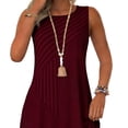 thumbnail image 4 of XPMWRP Women's Sleeveless Crew Neck Diagonal Striped Print Side Split Maxi Dress Loose Fit Flowy Casual Sundress Summer Daily Wear Dress Wine S, 4 of 5
