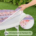 thumbnail image 5 of Stretch Fit Round Tablecloth with Floral Bohemian Pattern, 44Inch Elastic Hem for 38"-42" Tables, Easy Clean Cover for Daily Protection, 5 of 7