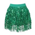 thumbnail image 4 of FASHOFT Sequin Skirt For Women 3D Beaded Fringed Skirt Elastic Waist A Line Sequined Short Skirt Unique Design Slim Glitter Half Skirt Women's Skirts Green, 4 of 5