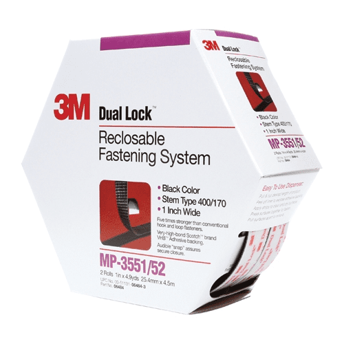 3M Mp3551/52 Dual Lock Mini-Pack Fasteners Black 1" X 15' (1 Roll/Case)
