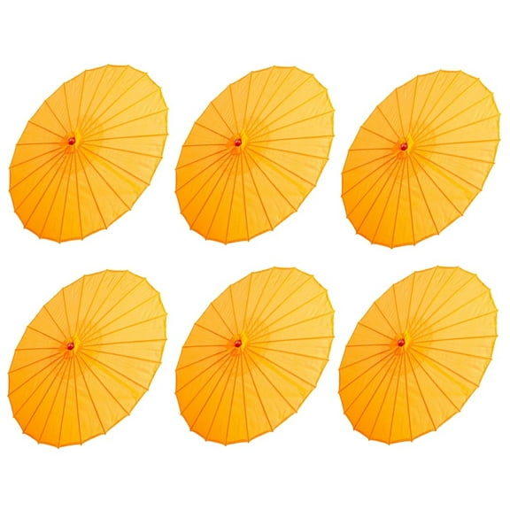 THY COLLECTIBLES Set of Six (6) 33"Japanese Chinese Umbrella Parasols for Wedding Parties, Photography, Costumes, Cosplay, Decoration and Other Events (Orange)