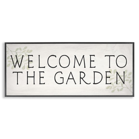 Stupell Industries Vintage Welcome Gardener Plants & Flowers Painting Black Framed Art Print Wall Art, 24 x 10