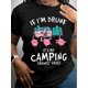 thumbnail image 1 of Camping Print T-Shirt, Short Sleeve Crew Neck Casual Top for Summer & Spring, Women'S Clothing, 1 of 7