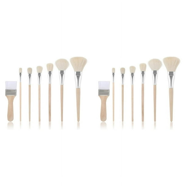 Pincel de Fregona para Pintura Acrílica, Juego de Brochas de Artista de 14 Piezas con Manejar de Madera, Pinceles de Lana para Pintura de Acuarela