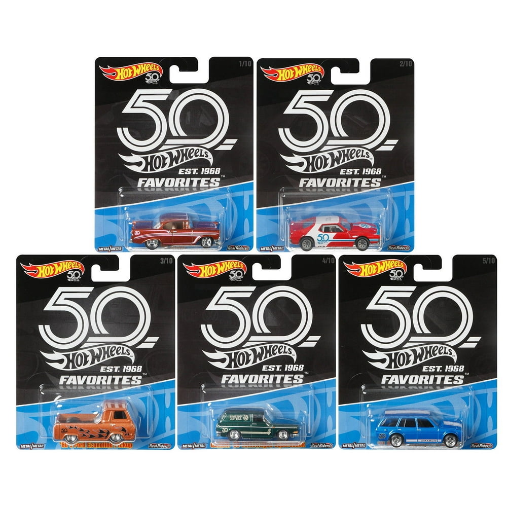 2018 Hot Wheels 50th Anniversary Favorites Set of 5 Diecast Cars 1/64