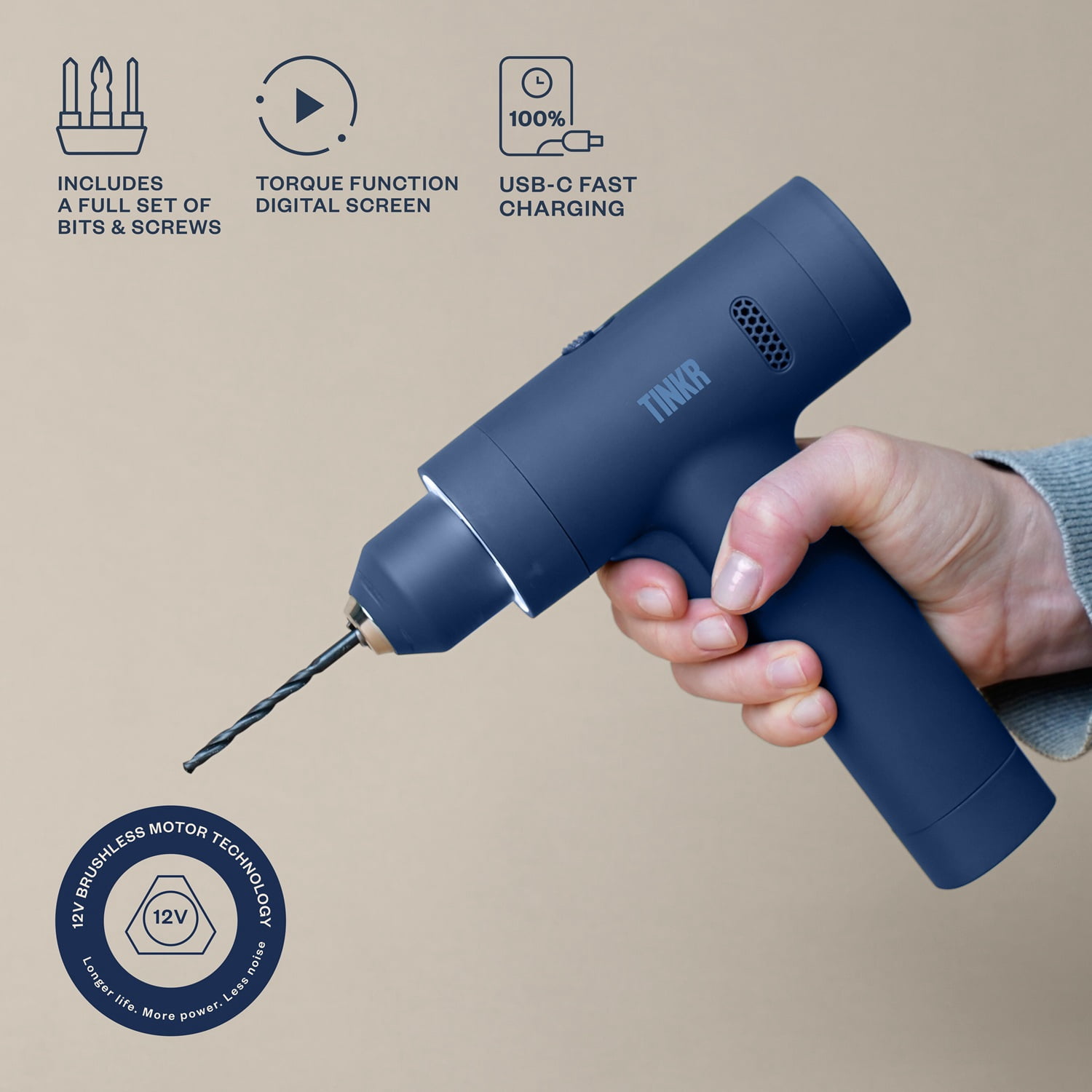 TINKR Cordless Drill, Midnight