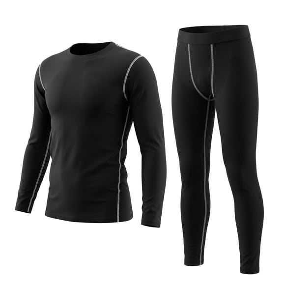 YUSHOW Youth Boys Thermal Base Layer Set Long Sleeve Shirts & Leggings for Sport Soccer Black Size 14