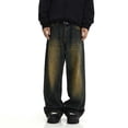 thumbnail image 2 of Bpyeka Men's Streetwear Wide-Leg Jeans, Casual Loose-Fit Denim Pants with Button & Zipper Fly, Belt Loops, 2 of 5