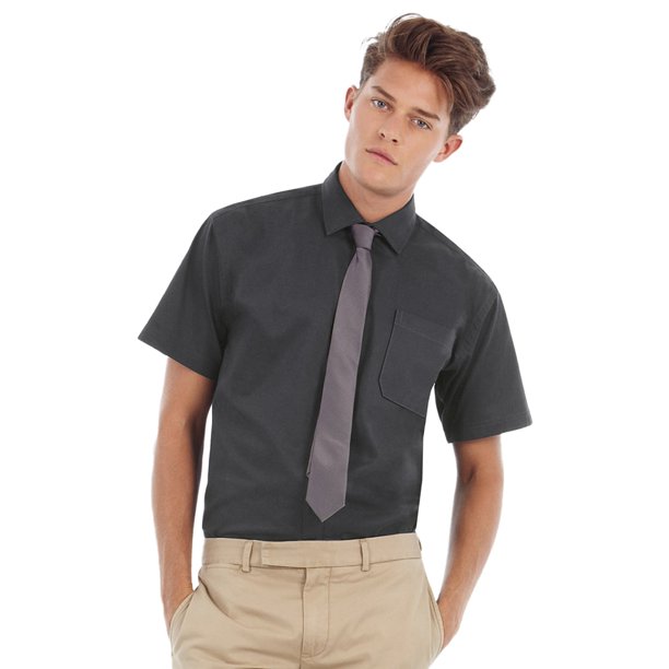 B&C - Camisa de algodón de manga corta para hombre (Burdeos)