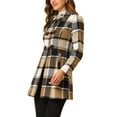 thumbnail image 4 of INSPIRE CHIC Women's Turn Down Collar Plaid Toggle Duffle Long Overcoat M Brown, 4 of 5