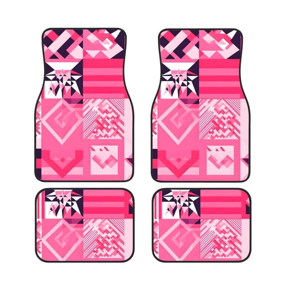 General 4pc Car Floor Mat Water Resistant Dust Resistant Slip Elastic Soft Easy To Install Used On Most Cars Truck Cargo Suv Hotpink Geometric Patterns_2