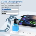 thumbnail image 2 of 3 Port USB Wall Charger, Type C Charger with 3pcs 10FT USB C Cable Phone Cables Cables Type C Charging Cords, Android Charger USB Plug Power Station Charging Brick USB Charger Block[Blue], 2 of 9