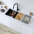 thumbnail image 2 of Stylish Stainless Steel Colander (16" x 8"), Gray Silicone Drying Rack & Bamboo Cutting Board (16 ¾" x 11"), A-919KIT, 2 of 11