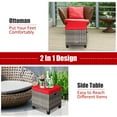 thumbnail image 6 of Costway 2PCS Patio Rattan Cushioned Ottoman Seat  Foot Rest Table Red, 6 of 10