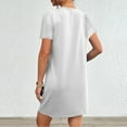thumbnail image 4 of Summer Dresses for Women 2025, Women Fashion Summer Solid Color Short Sleeve Round Neck Pocket Dress(White,S), 4 of 7
