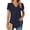 Navy #127, variant on Women's Summer Tunic Tops Dressy Casual Chiffon Blouses Plus Size V Neck Short Sleeve T-Shirts Navy M